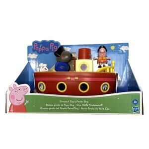 BRAND NEW Peppa Pig Grandad Dog Pirate Ship Playset Tugboat Red Yellow NIB